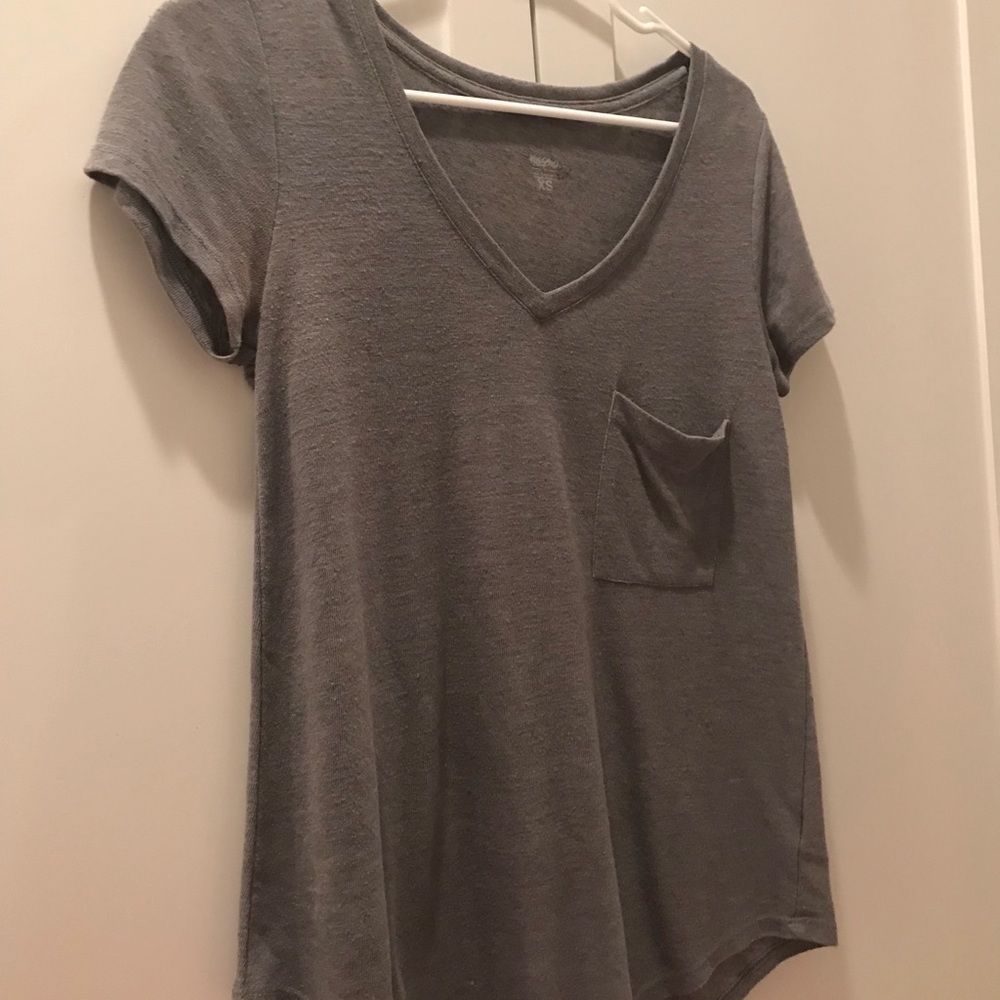 Gray Vneck and Pocket Top